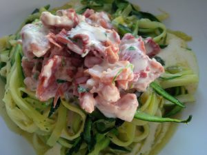 Zucchini Spaghetti In Schinken Sahne Sauce